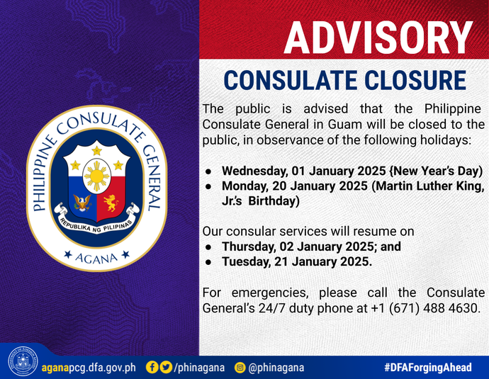 Advisory Consulate Closure January 2025