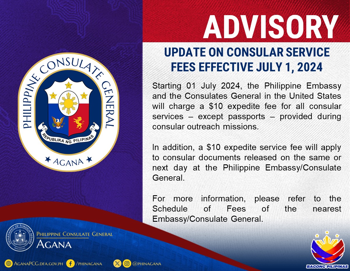 Advisory Update on Consular Service Fees Effective 01 July 2024