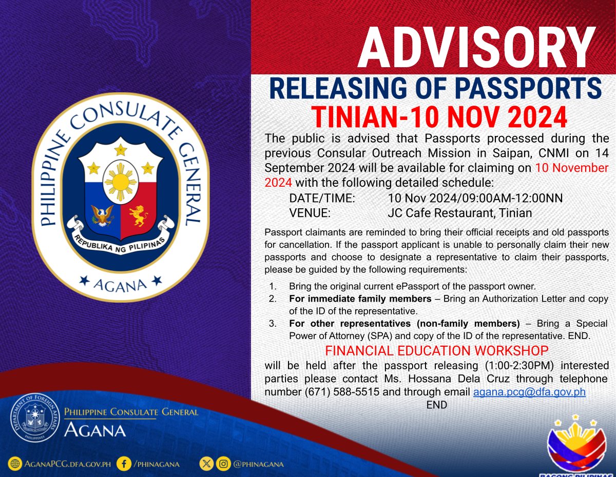 2024 Advisory Passport Releasing Tinian