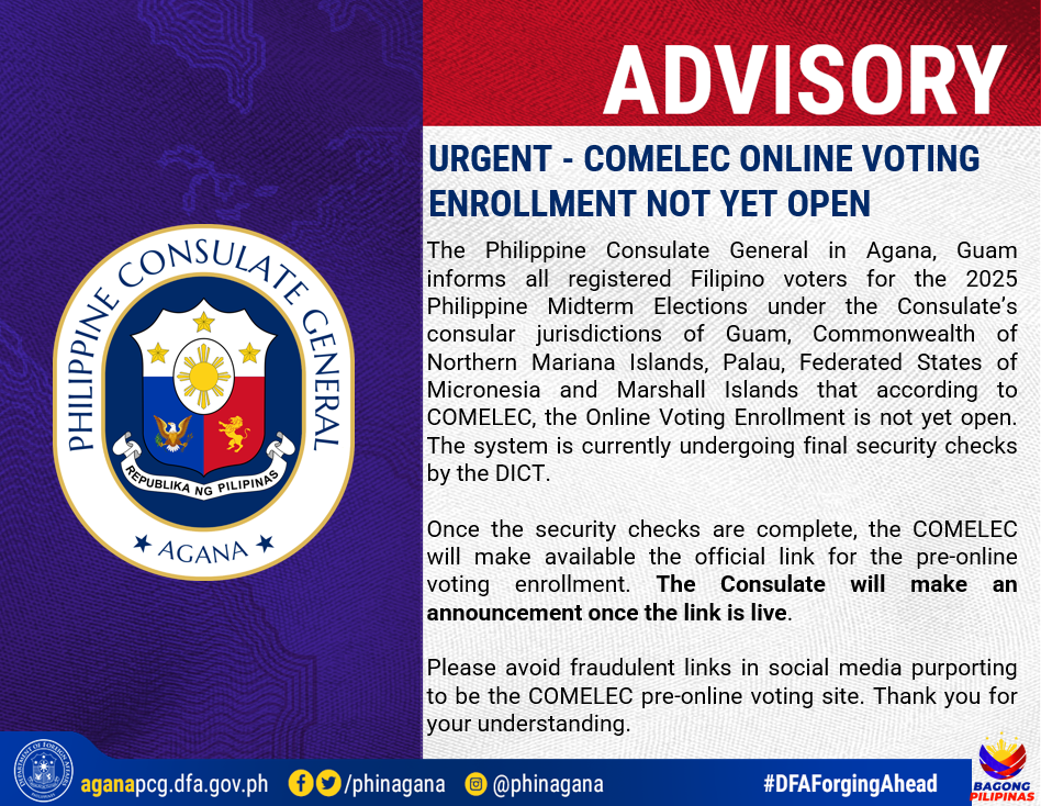Agana PCG Advisory Delay in Online Voting Enrollment