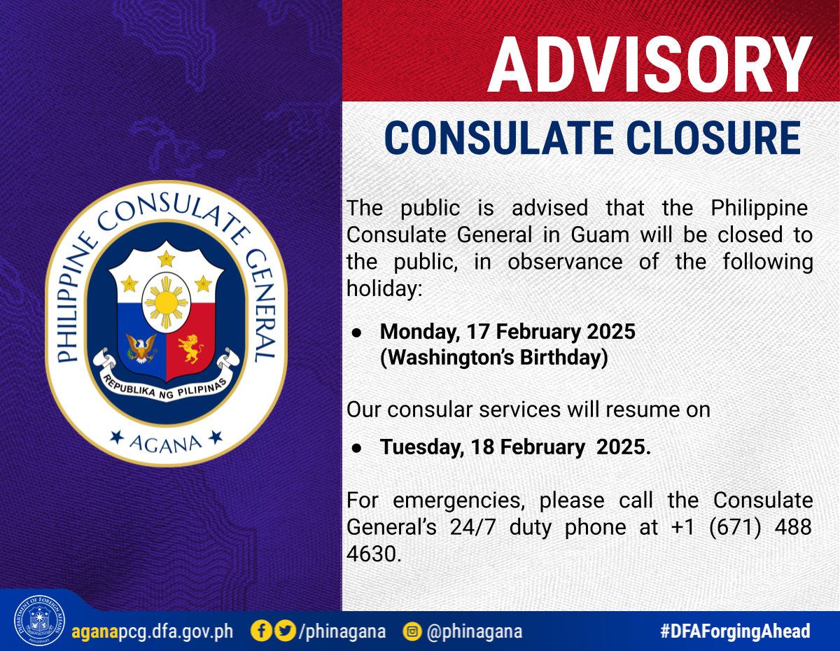 2025 Advisory Observance of Holiday February 2025