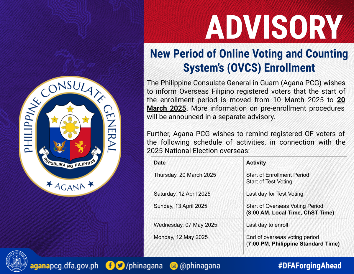 Advisory on Overseas Voting Pre Enrollment Schedulepptx