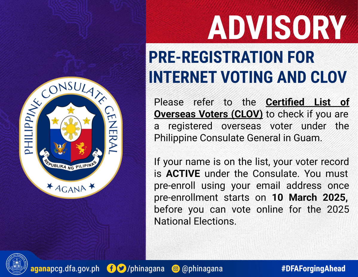 Pre Registration for Internet Voting and CLOV for Guam 2